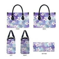 Purple Aloha Hawaiian Leather Bag Tropical Flower Palm Leaf Pattern LT19 - Polynesian Pride