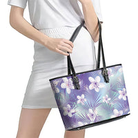 Purple Aloha Hawaiian Leather Tote Bag Tropical Flower Palm Leaf Pattern LT19 - Polynesian Pride