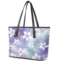 Purple Aloha Hawaiian Leather Tote Bag Tropical Flower Palm Leaf Pattern LT19 - Polynesian Pride