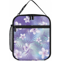 Purple Aloha Hawaiian Lunch Bag Tropical Flower Palm Leaf Pattern LT19 10.2 × 8.3 × 4.3 inch Purple - Polynesian Pride