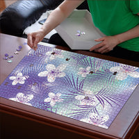 Purple Aloha Hawaiian Puzzle Tropical Flower Palm Leaf Pattern LT19 - Polynesian Pride
