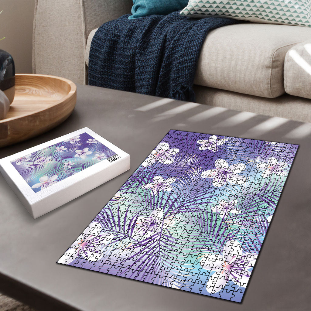Purple Aloha Hawaiian Puzzle Tropical Flower Palm Leaf Pattern LT19 - Polynesian Pride