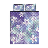 Purple Aloha Hawaiian Quilt Bed Set Tropical Flower Palm Leaf Pattern LT19 - Polynesian Pride