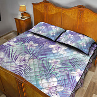 Purple Aloha Hawaiian Quilt Bed Set Tropical Flower Palm Leaf Pattern LT19 - Polynesian Pride