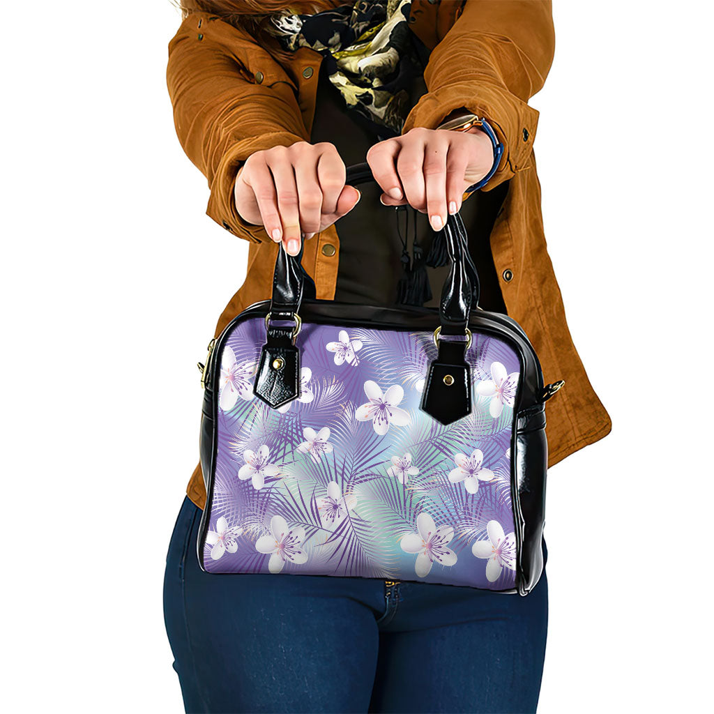 Purple Aloha Hawaiian Shoulder Handbag Tropical Flower Palm Leaf Pattern LT19 One Size Purple - Polynesian Pride