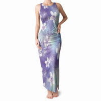 Purple Aloha Hawaiian Tank Maxi Dress Tropical Flower Palm Leaf Pattern LT19 Women Purple - Polynesian Pride