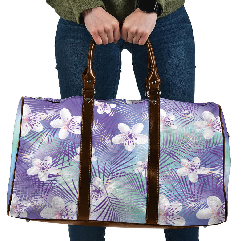 Purple Aloha Hawaiian Travel Bag Tropical Flower Palm Leaf Pattern LT19 Purple - Polynesian Pride