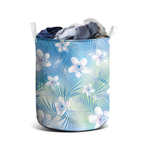 Blue Aloha Hawaiian Laundry Basket Tropical Flower Palm Leaf Pattern LT19 - Polynesian Pride