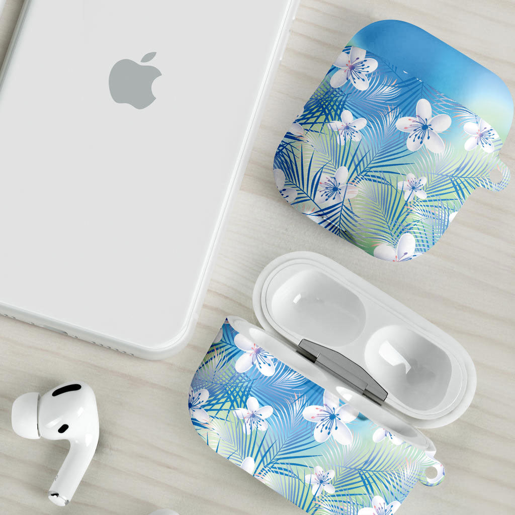 Blue Aloha Hawaiian AirPods Case Tropical Flower Palm Leaf Pattern LT19 - Polynesian Pride