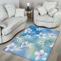Blue Aloha Hawaiian Area Rug Tropical Flower Palm Leaf Pattern LT19 - Polynesian Pride