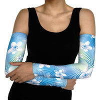 Blue Aloha Hawaiian Arm Sleeves Tropical Flower Palm Leaf Pattern LT19 - Polynesian Pride