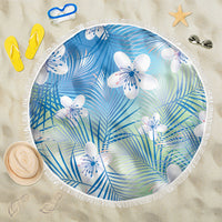 Blue Aloha Hawaiian Beach Blanket Tropical Flower Palm Leaf Pattern LT19 One Size 150cm Blue - Polynesian Pride