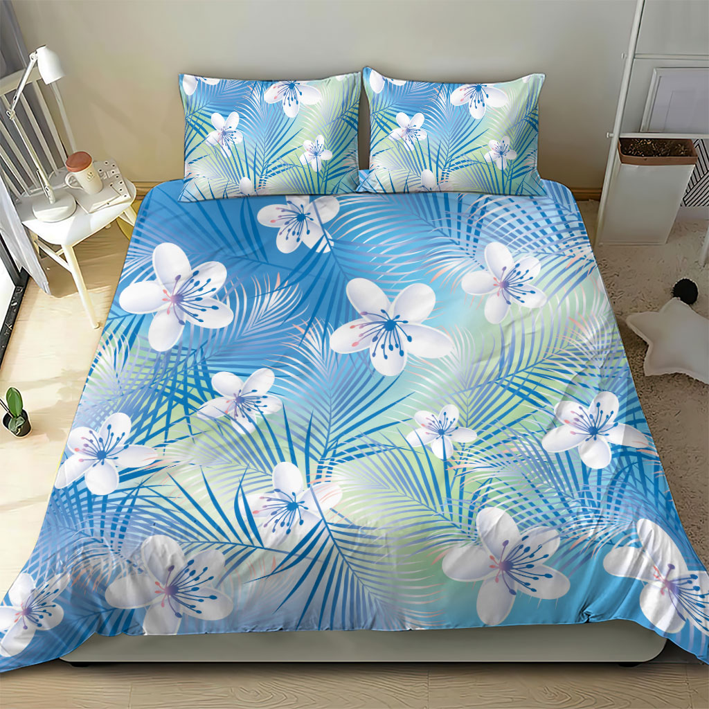 Blue Aloha Hawaiian Bedding Set Tropical Flower Palm Leaf Pattern LT19 - Polynesian Pride