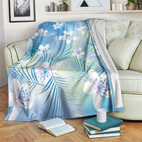 Blue Aloha Hawaiian Blanket Tropical Flower Palm Leaf Pattern LT19 Blue - Polynesian Pride