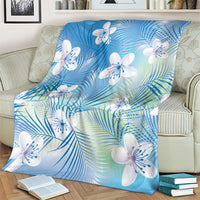 Blue Aloha Hawaiian Blanket Tropical Flower Palm Leaf Pattern LT19 - Polynesian Pride