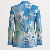 Blue Aloha Hawaiian Blazer Tropical Flower Palm Leaf Pattern LT19 - Polynesian Pride