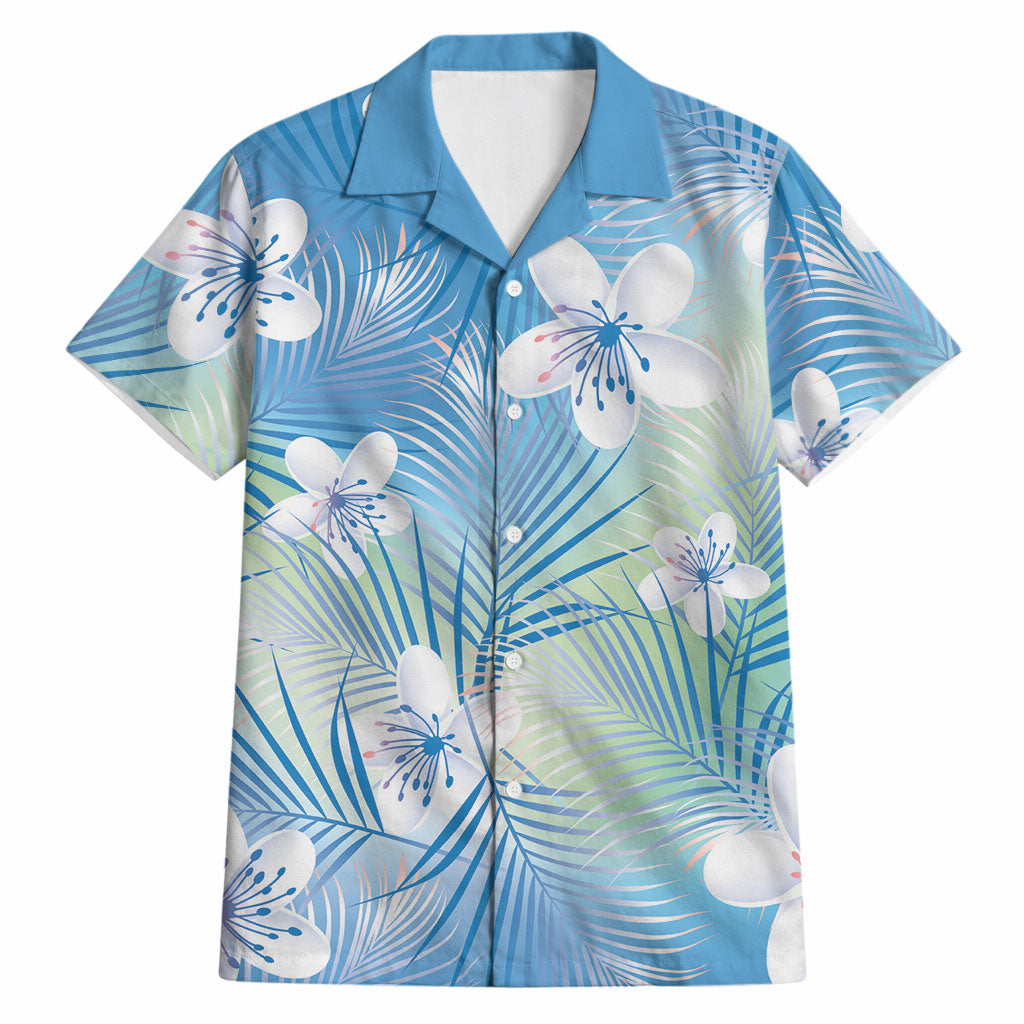 Blue Aloha Hawaiian Hawaiian Shirt Tropical Flower Palm Leaf Pattern LT19 Blue - Polynesian Pride