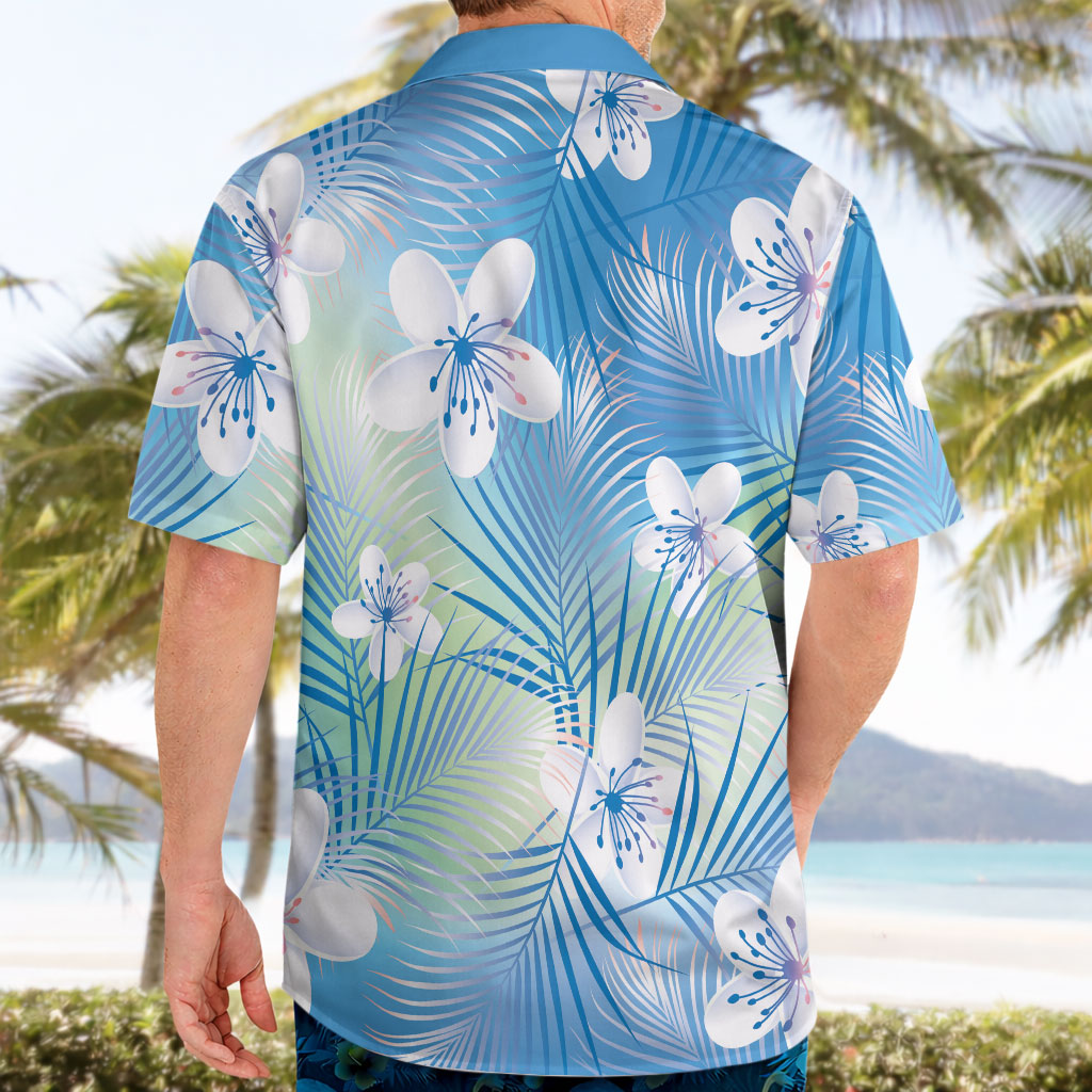 Blue Aloha Hawaiian Hawaiian Shirt Tropical Flower Palm Leaf Pattern LT19 - Polynesian Pride