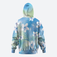 Blue Aloha Hawaiian Hoodie Tropical Flower Palm Leaf Pattern LT19 - Polynesian Pride