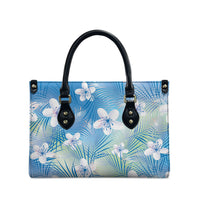 Blue Aloha Hawaiian Leather Bag Tropical Flower Palm Leaf Pattern LT19 - Polynesian Pride