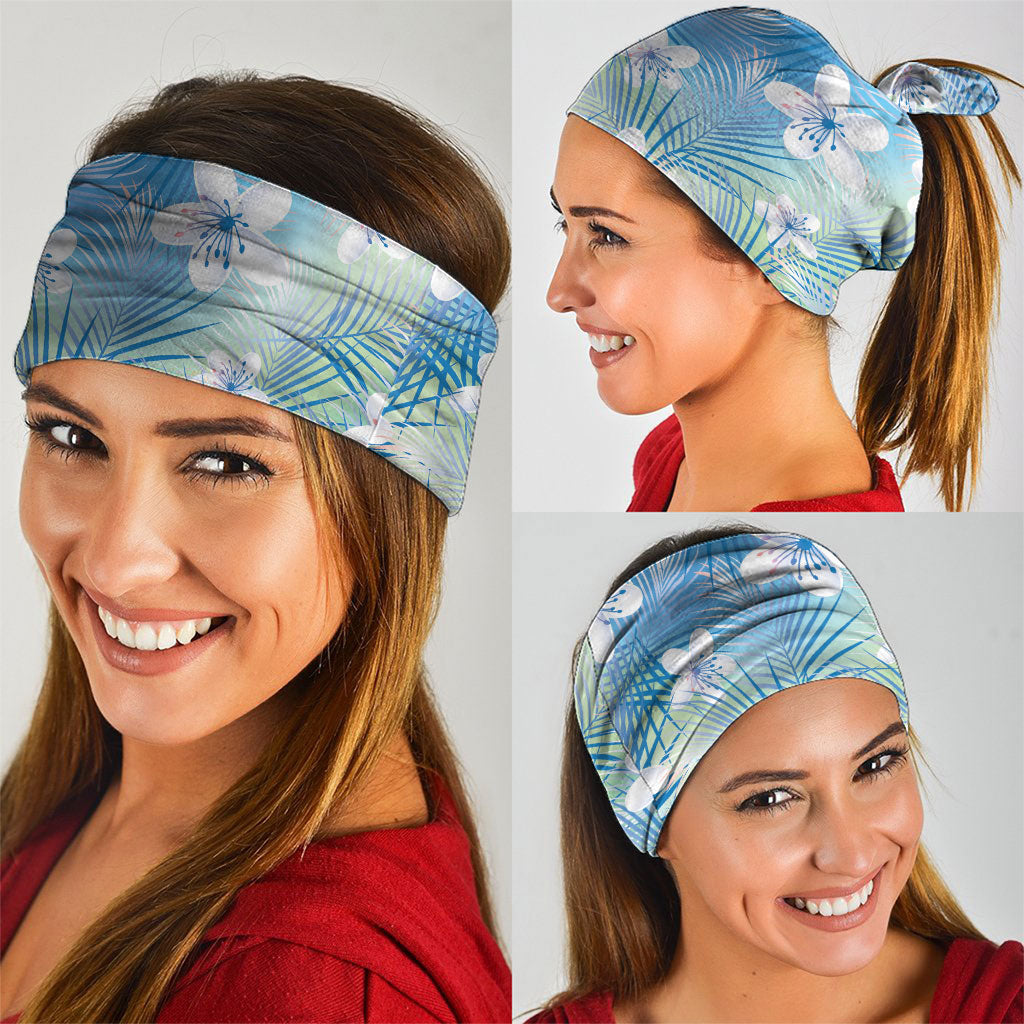 Blue Aloha Hawaiian Neck Gaiter Tropical Flower Palm Leaf Pattern LT19 - Polynesian Pride