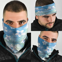 Blue Aloha Hawaiian Neck Gaiter Tropical Flower Palm Leaf Pattern LT19 - Polynesian Pride