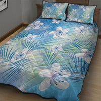 Blue Aloha Hawaiian Quilt Bed Set Tropical Flower Palm Leaf Pattern LT19 - Polynesian Pride