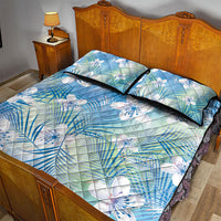 Blue Aloha Hawaiian Quilt Bed Set Tropical Flower Palm Leaf Pattern LT19 - Polynesian Pride