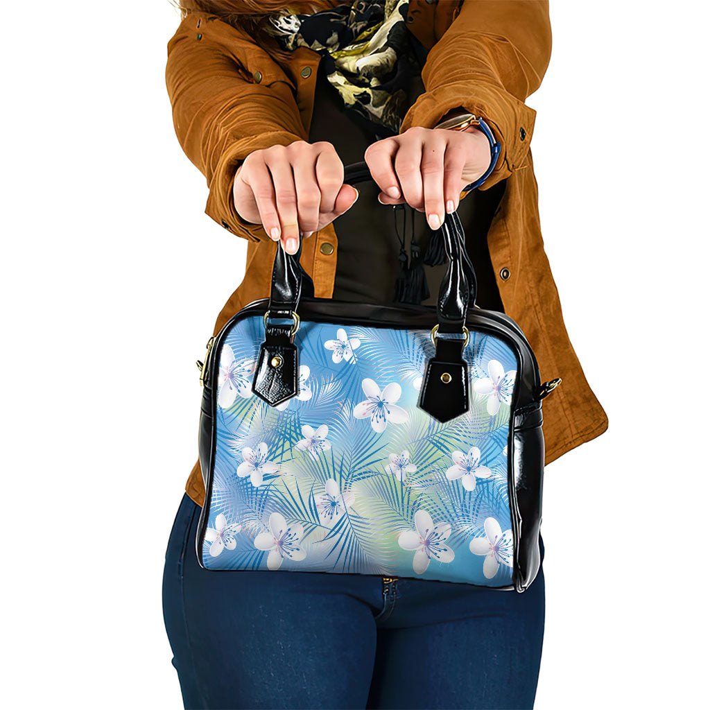 Blue Aloha Hawaiian Shoulder Handbag Tropical Flower Palm Leaf Pattern LT19 One Size Blue - Polynesian Pride
