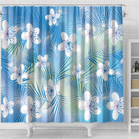 Blue Aloha Hawaiian Shower Curtain Tropical Flower Palm Leaf Pattern LT19 - Polynesian Pride