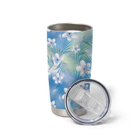 Blue Aloha Hawaiian Tumbler Cup Tropical Flower Palm Leaf Pattern LT19 - Polynesian Pride