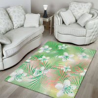 Green Aloha Hawaiian Area Rug Tropical Flower Palm Leaf Pattern LT19 - Polynesian Pride