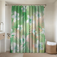 Green Aloha Hawaiian Bathroom Set Tropical Flower Palm Leaf Pattern LT19 Shower Curtain Only Green - Polynesian Pride