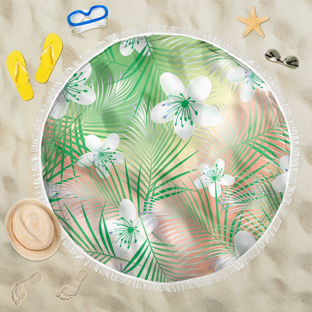 Green Aloha Hawaiian Beach Blanket Tropical Flower Palm Leaf Pattern LT19 One Size 150cm Green - Polynesian Pride