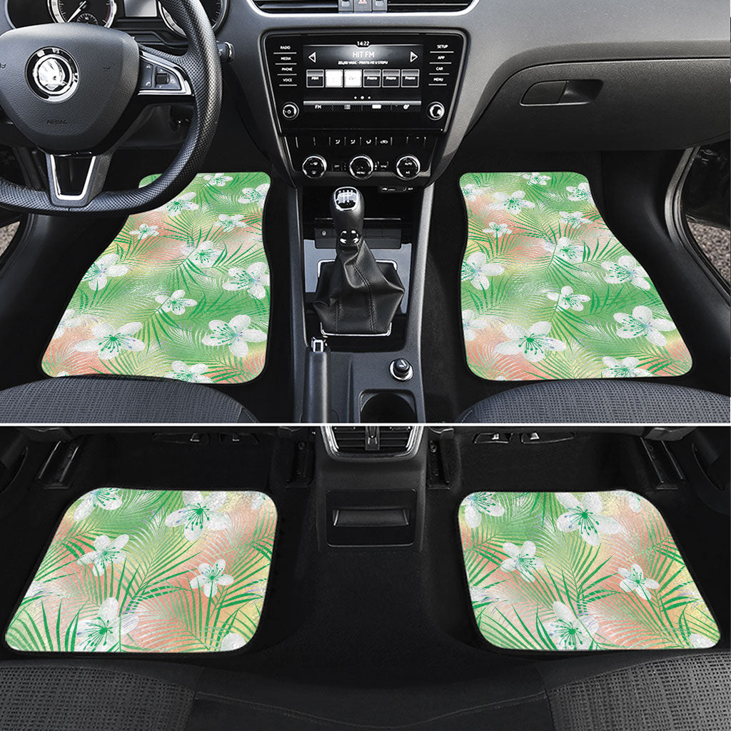 Green Aloha Hawaiian Car Mats Tropical Flower Palm Leaf Pattern LT19 Set 4pcs Green - Polynesian Pride