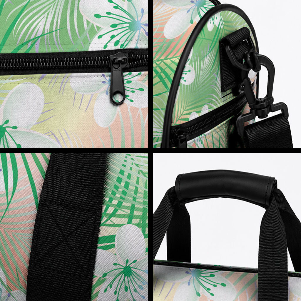 Green Aloha Hawaiian Duffle Bag Tropical Flower Palm Leaf Pattern LT19 - Polynesian Pride