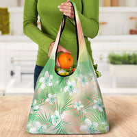 Green Aloha Hawaiian Grocery Bag Tropical Flower Palm Leaf Pattern LT19 - Polynesian Pride