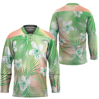 Green Aloha Hawaiian Hockey Jersey Tropical Flower Palm Leaf Pattern LT19 - Polynesian Pride