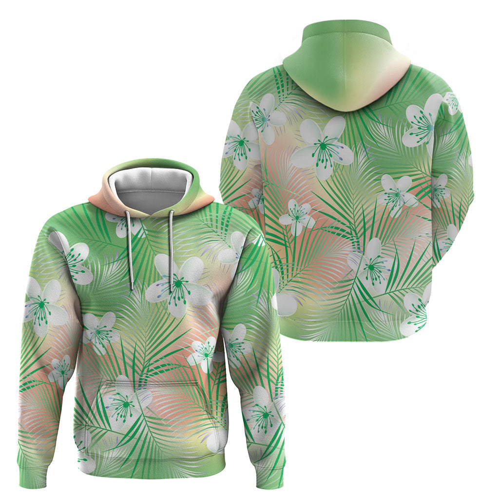 Green Aloha Hawaiian Hoodie Tropical Flower Palm Leaf Pattern LT19 - Polynesian Pride