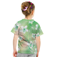 Green Aloha Hawaiian Kid T Shirt Tropical Flower Palm Leaf Pattern LT19 - Polynesian Pride