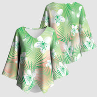 Green Aloha Hawaiian Kimono Sleeve Blouse Tropical Flower Palm Leaf Pattern LT19 - Polynesian Pride