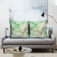 Green Aloha Hawaiian Pillow Cover Tropical Flower Palm Leaf Pattern LT19 - Polynesian Pride