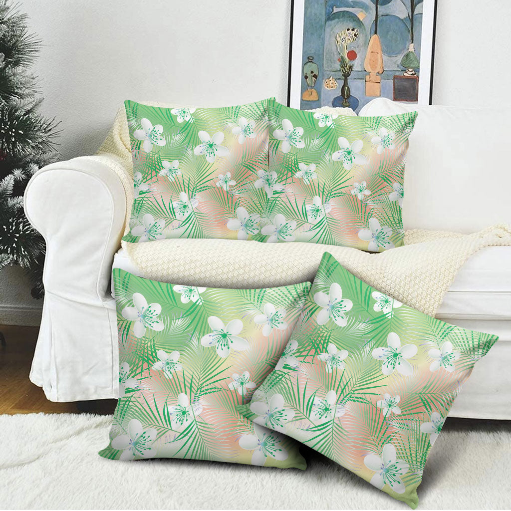 Green Aloha Hawaiian Pillow Cover Tropical Flower Palm Leaf Pattern LT19 - Polynesian Pride