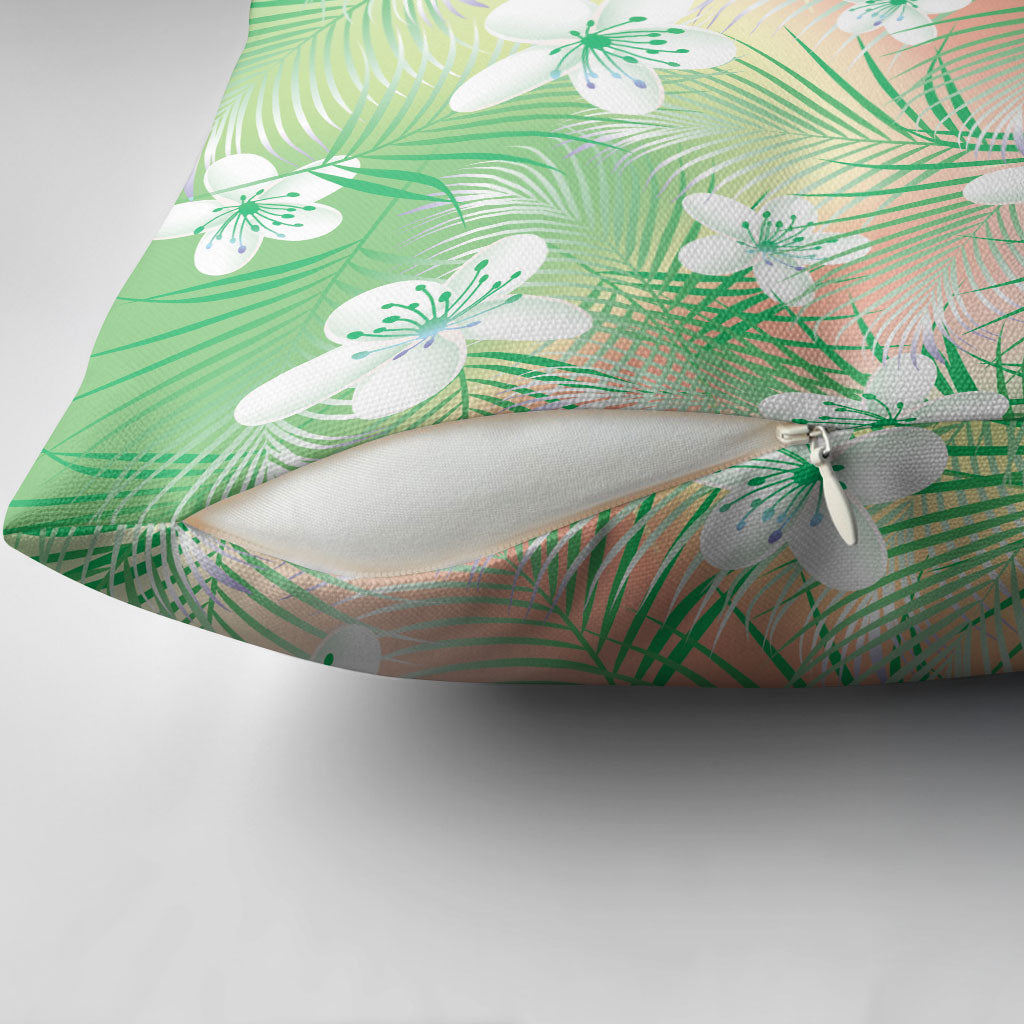 Green Aloha Hawaiian Pillow Cover Tropical Flower Palm Leaf Pattern LT19 - Polynesian Pride