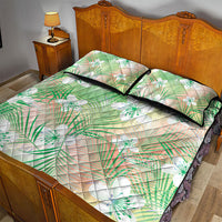 Green Aloha Hawaiian Quilt Bed Set Tropical Flower Palm Leaf Pattern LT19 - Polynesian Pride