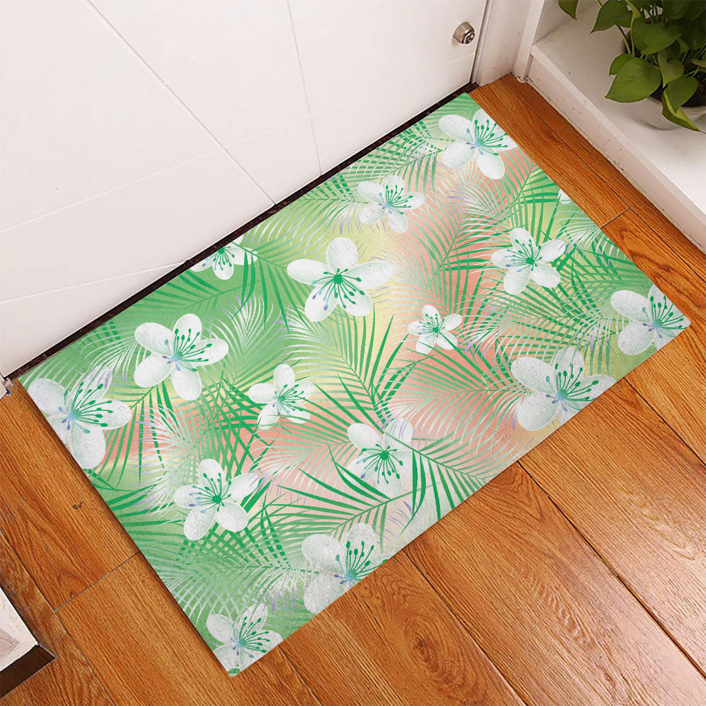 Green Aloha Hawaiian Rubber Doormat Tropical Flower Palm Leaf Pattern LT19 - Polynesian Pride