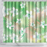 Green Aloha Hawaiian Shower Curtain Tropical Flower Palm Leaf Pattern LT19 - Polynesian Pride