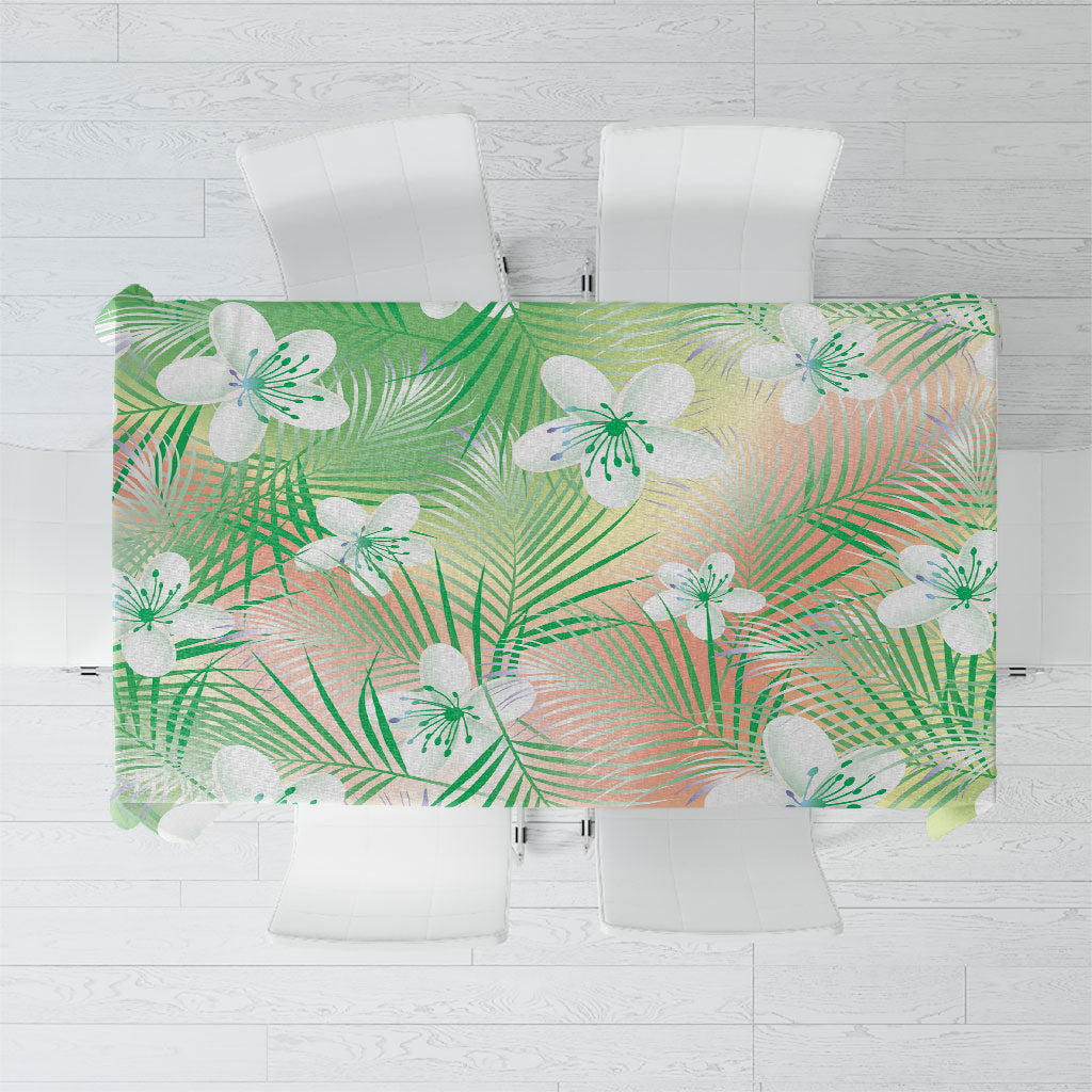 Green Aloha Hawaiian Tablecloth Tropical Flower Palm Leaf Pattern LT19 Green - Polynesian Pride