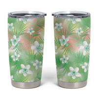 Green Aloha Hawaiian Tumbler Cup Tropical Flower Palm Leaf Pattern LT19 Green - Polynesian Pride