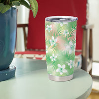 Green Aloha Hawaiian Tumbler Cup Tropical Flower Palm Leaf Pattern LT19 - Polynesian Pride